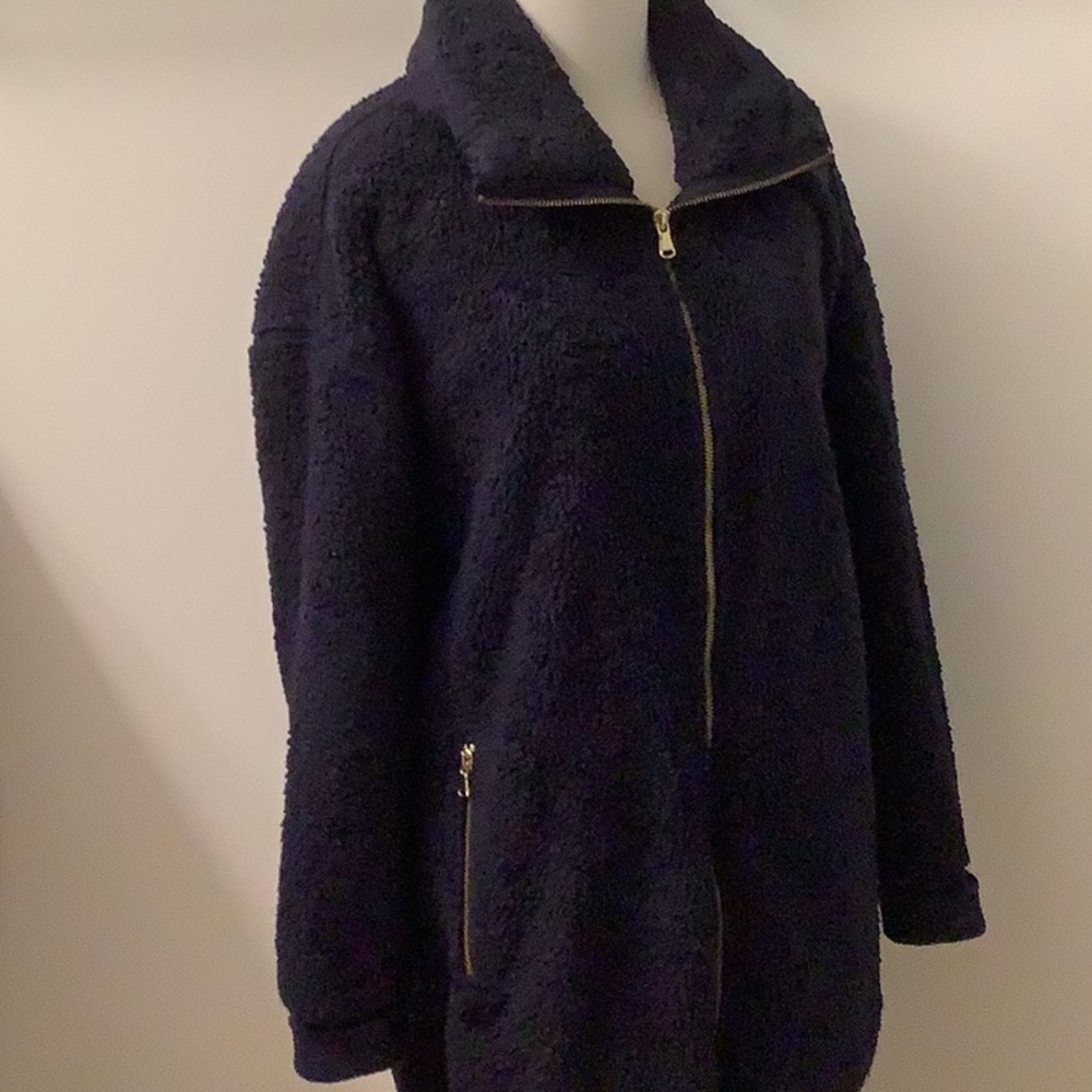 Old Navy - Jacket - Sherpa Fleece - Navy - Women’s Size L - Zip Pocket